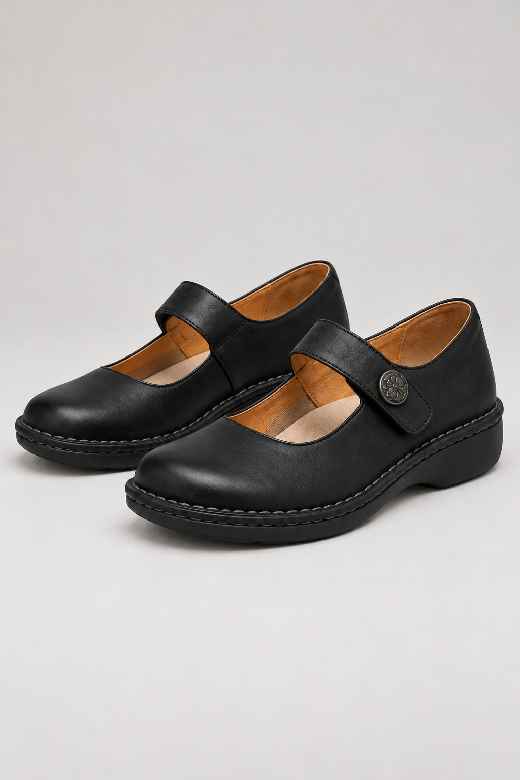 Women's Mary Jane Shoes – Round Toe & Strap Fastening