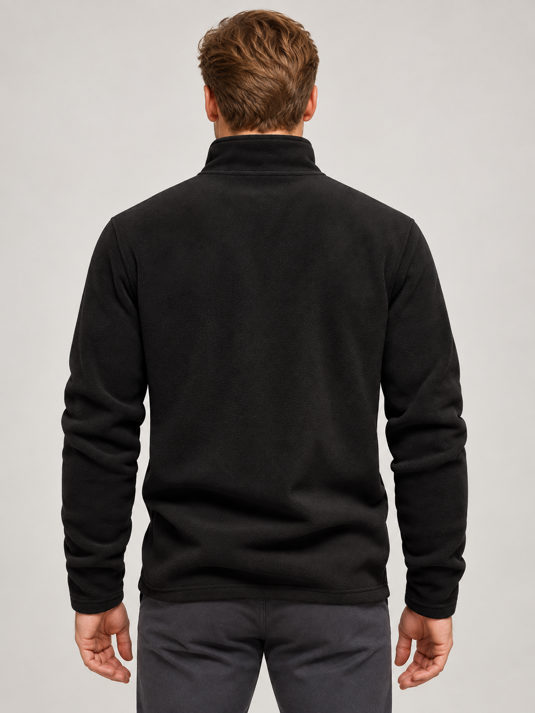 Men’s Quarter-Zip Fleece Jumper – Stand Collar & Regular Fit