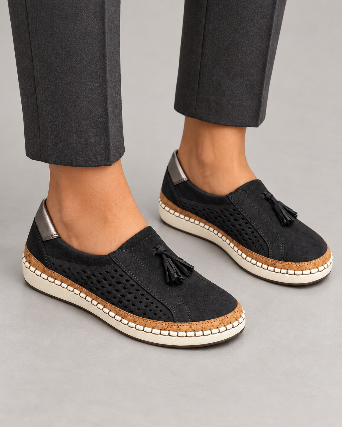 Women’s Slip On Shoes With Perforated Uppers
