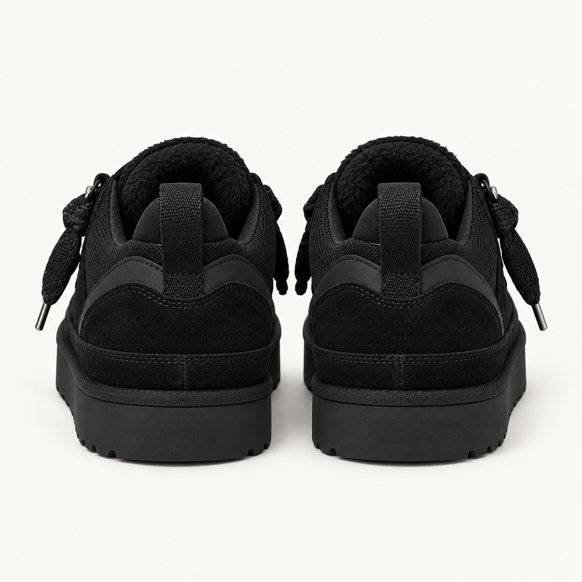 Women's Platform Trainers – Suede-Look Panels & Checked Laces