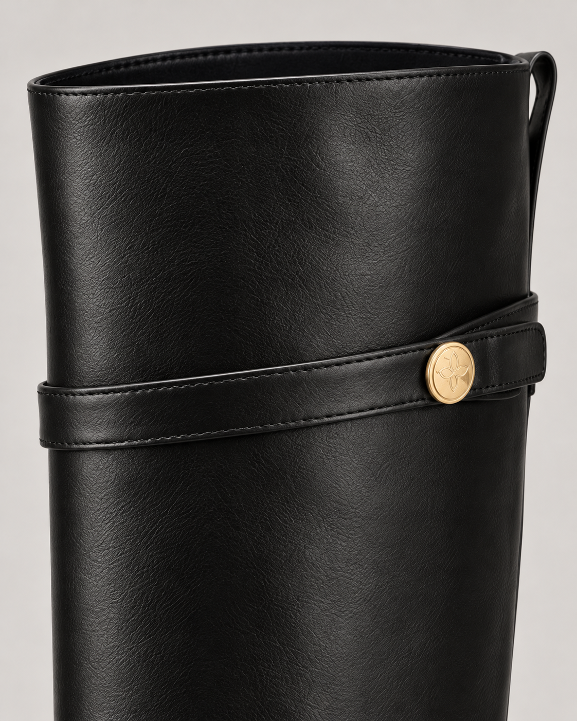 Women's Black Leather Knee-High Boots – Low Block Heel