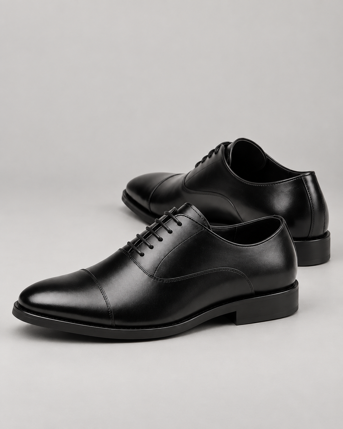 Men’s Leather Oxford Shoes – Cap-Toe & Lace-Up