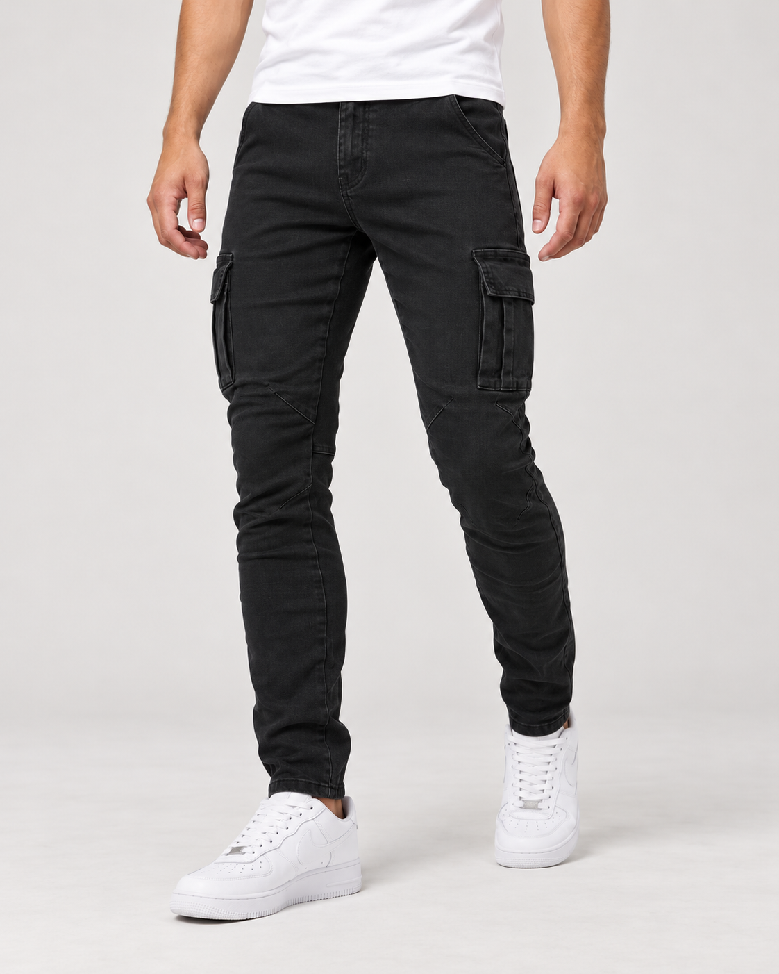 Men’s Cargo Trousers – Stretch Denim & Streamlined Fit
