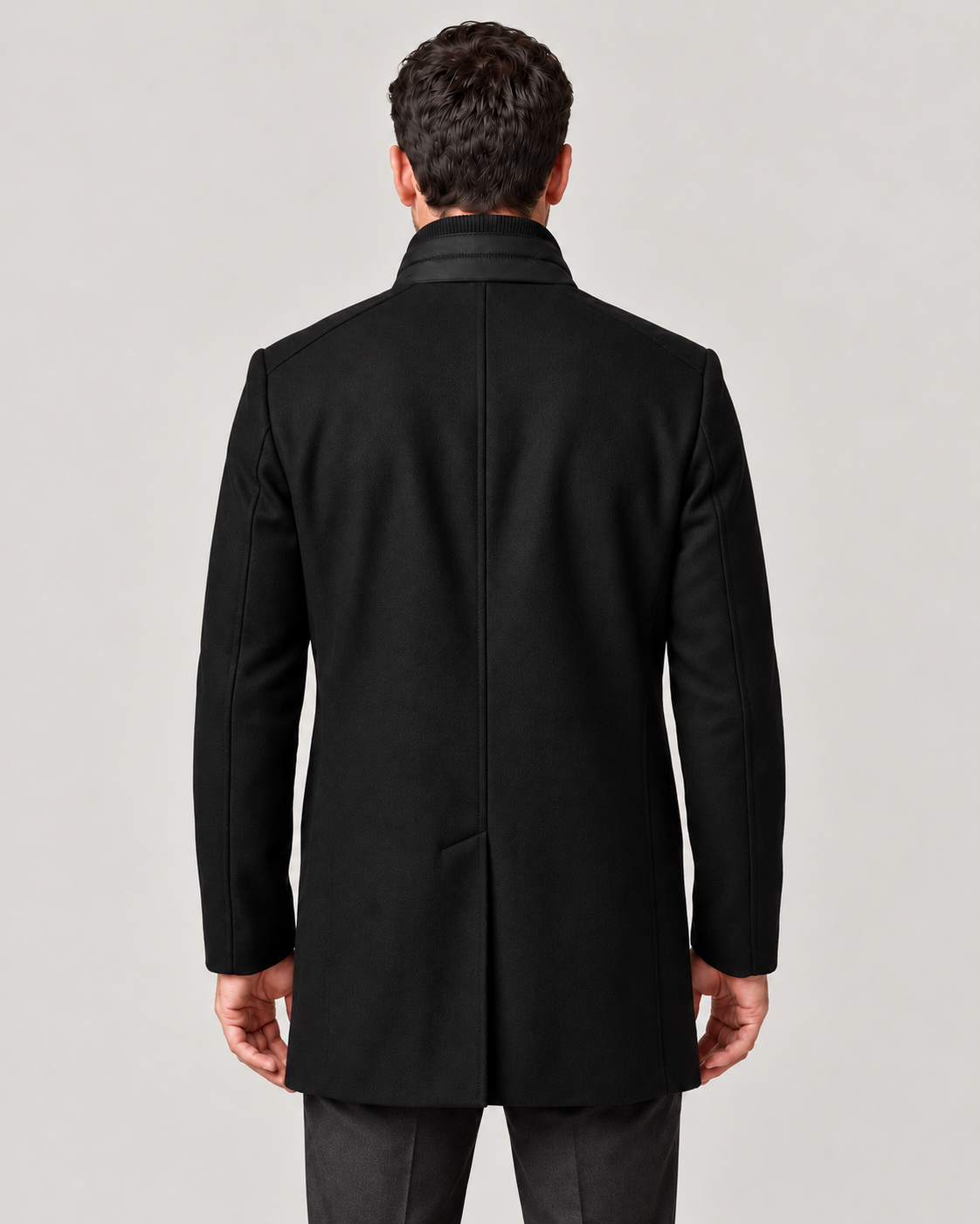 Men’s Winter Coat with Stand Collar and Detachable Quilted Gilet