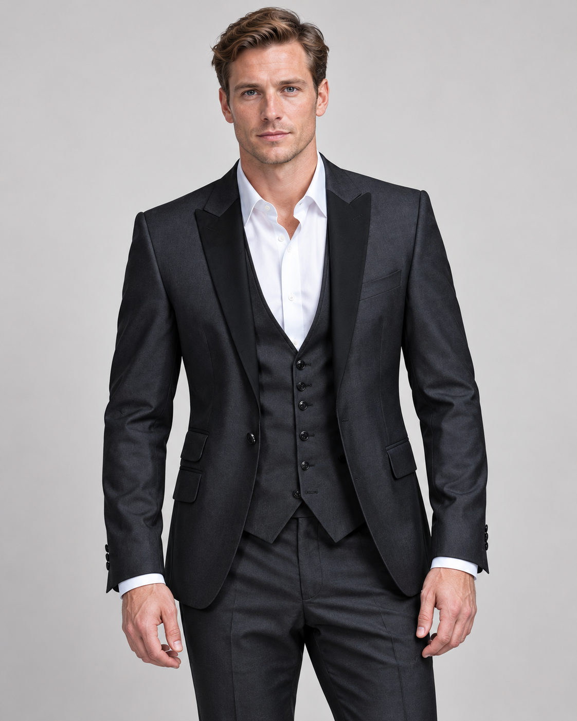 Men’s Suit Three Piece Contrast Lapel Set