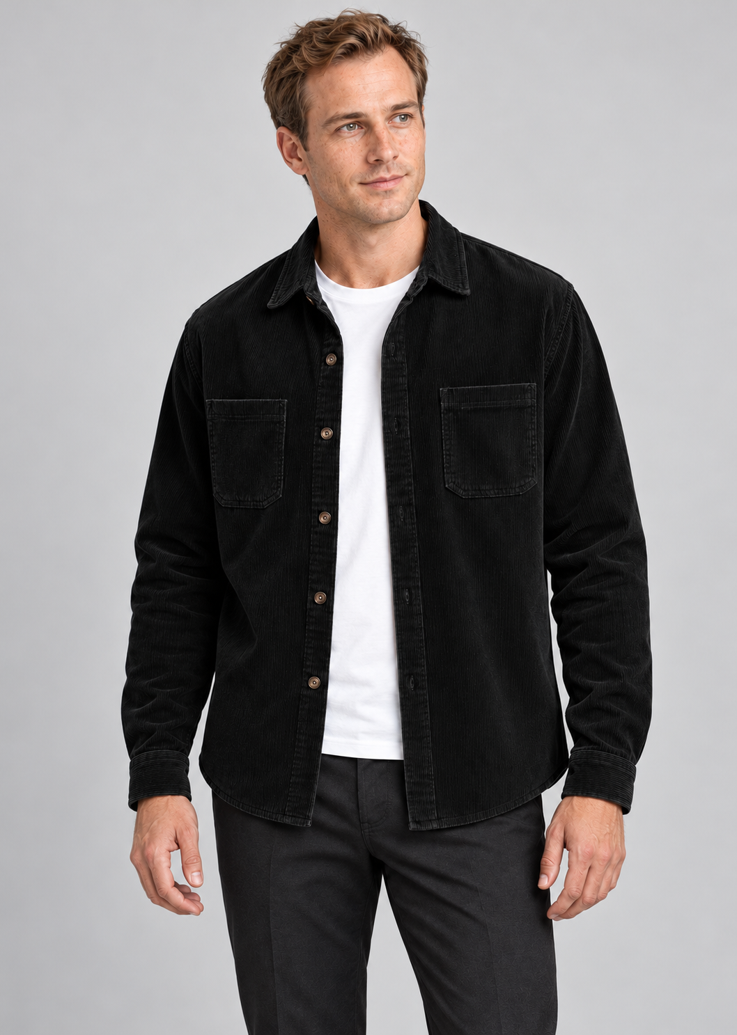 Men’s Jacket In Corduroy With Chest Pockets