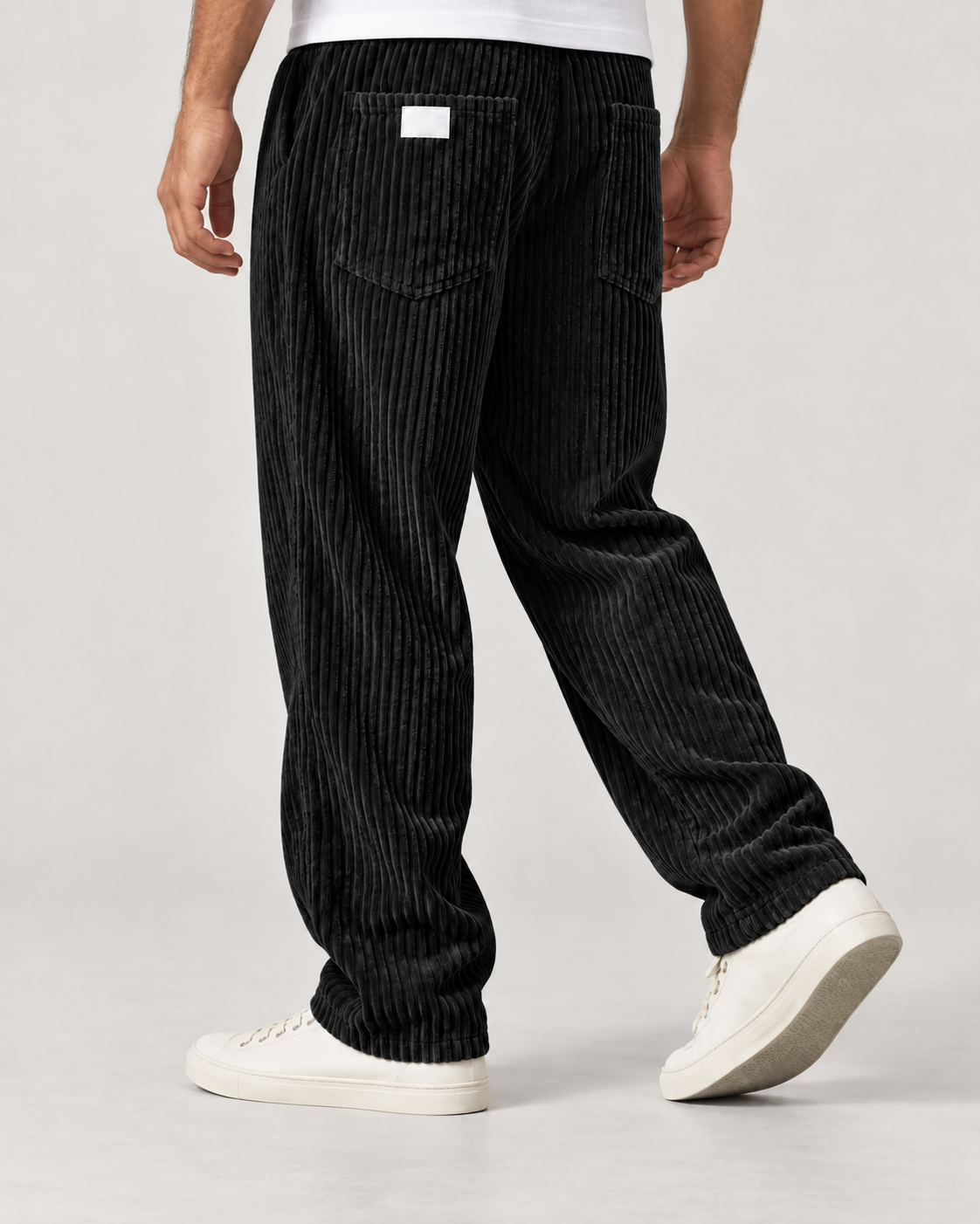 Men’s Corduroy Trousers with Drawstring Waist and Relaxed Fit