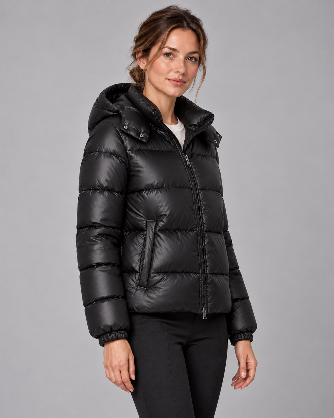 Ladies Puffer Jacket – Lightweight Hooded Quilted Winter Coat