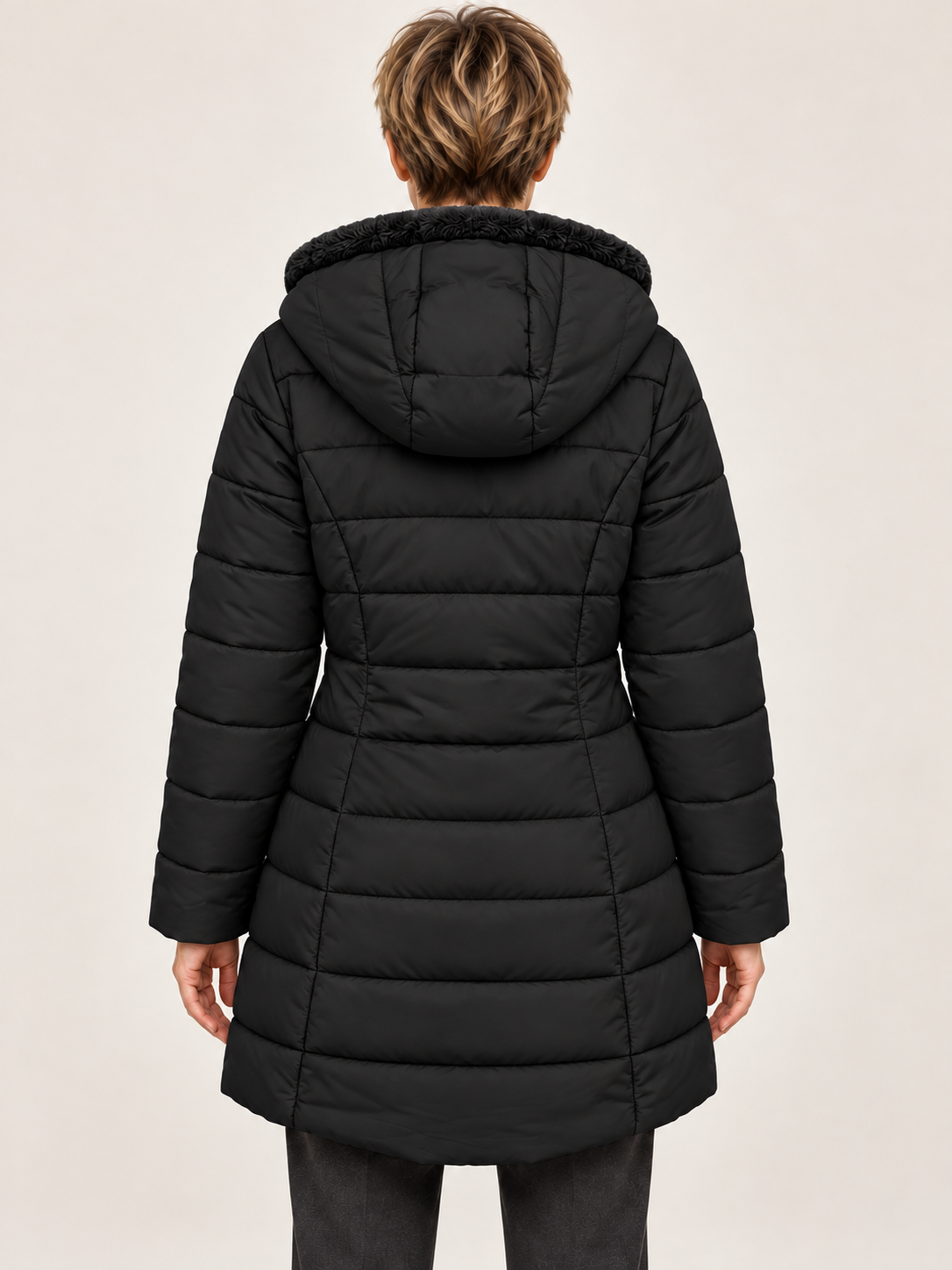 Women’s Hooded Puffer Coat – Fleece-Lined & Longline
