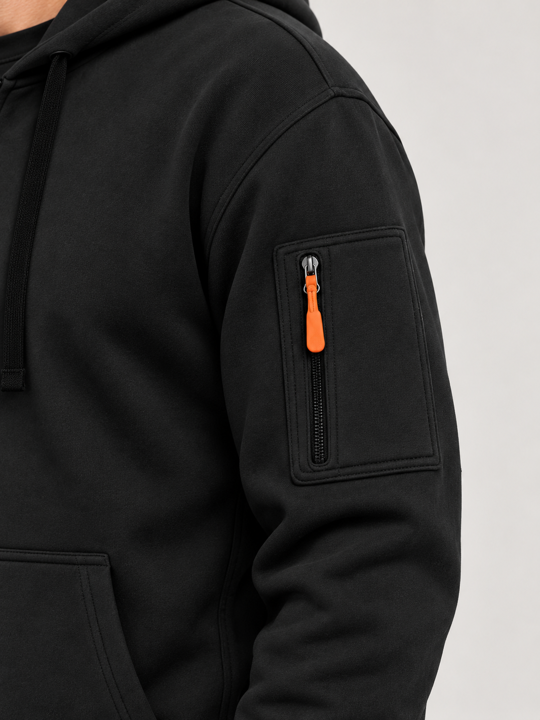 Men’s Zip-Up Hoodie – Drawstring Hood & Sleeve Pocket
