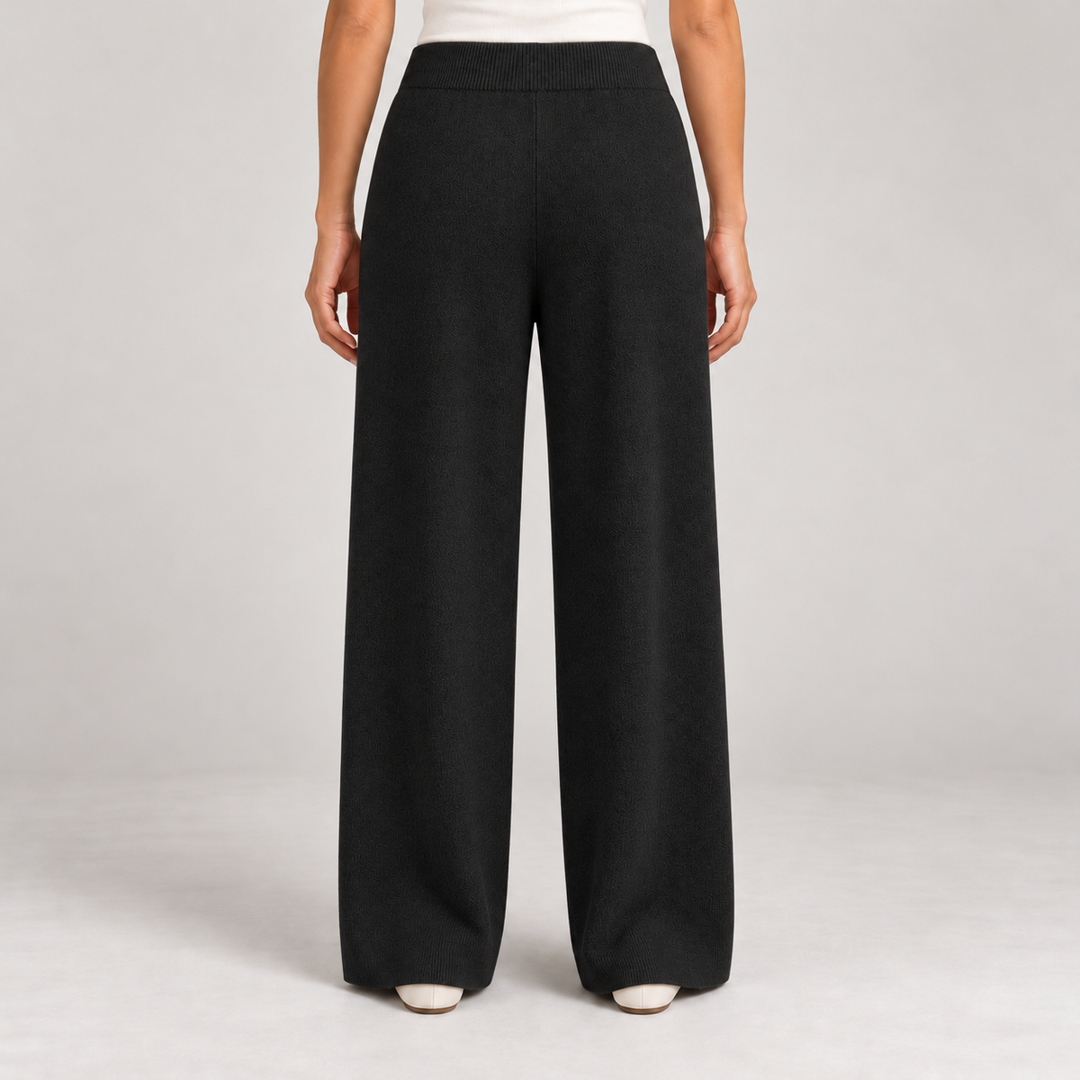 Women's Wide-Leg Knit Trousers – Drawstring Waist & Relaxed Fit