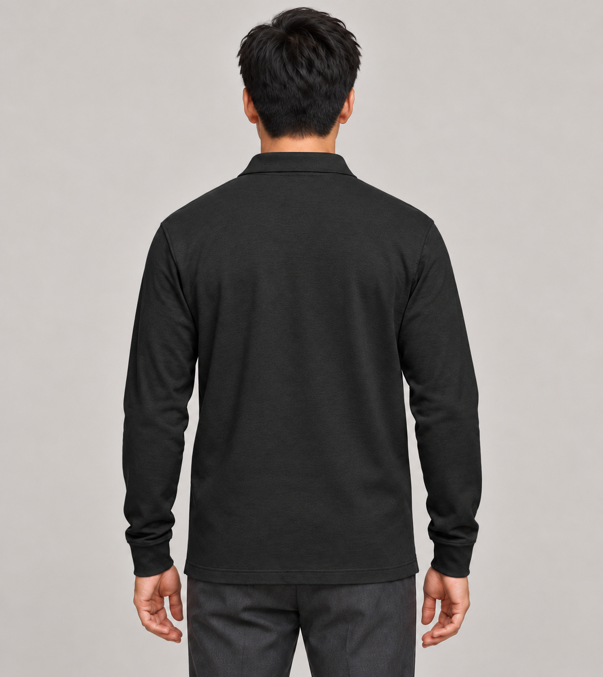 Men's Long-Sleeve Polo Shirt – Classic Collar & Button Placket
