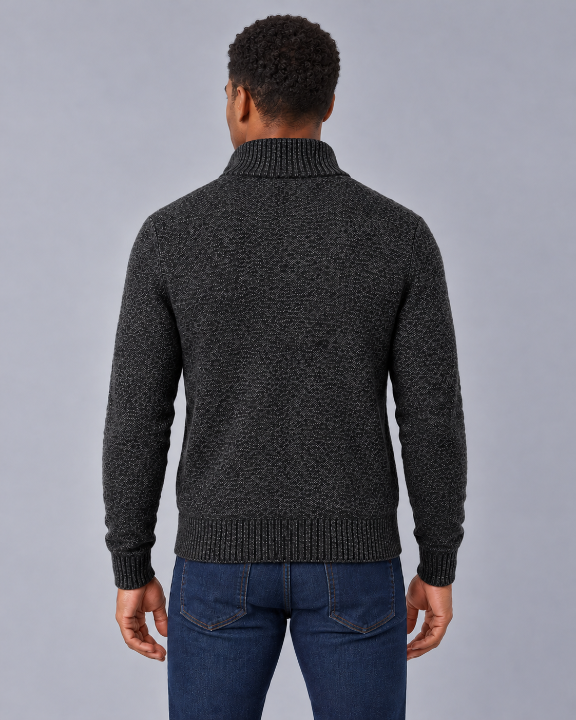 Men's Merino Wool Full-Zip Cardigan – Stand Collar & Zip Pockets