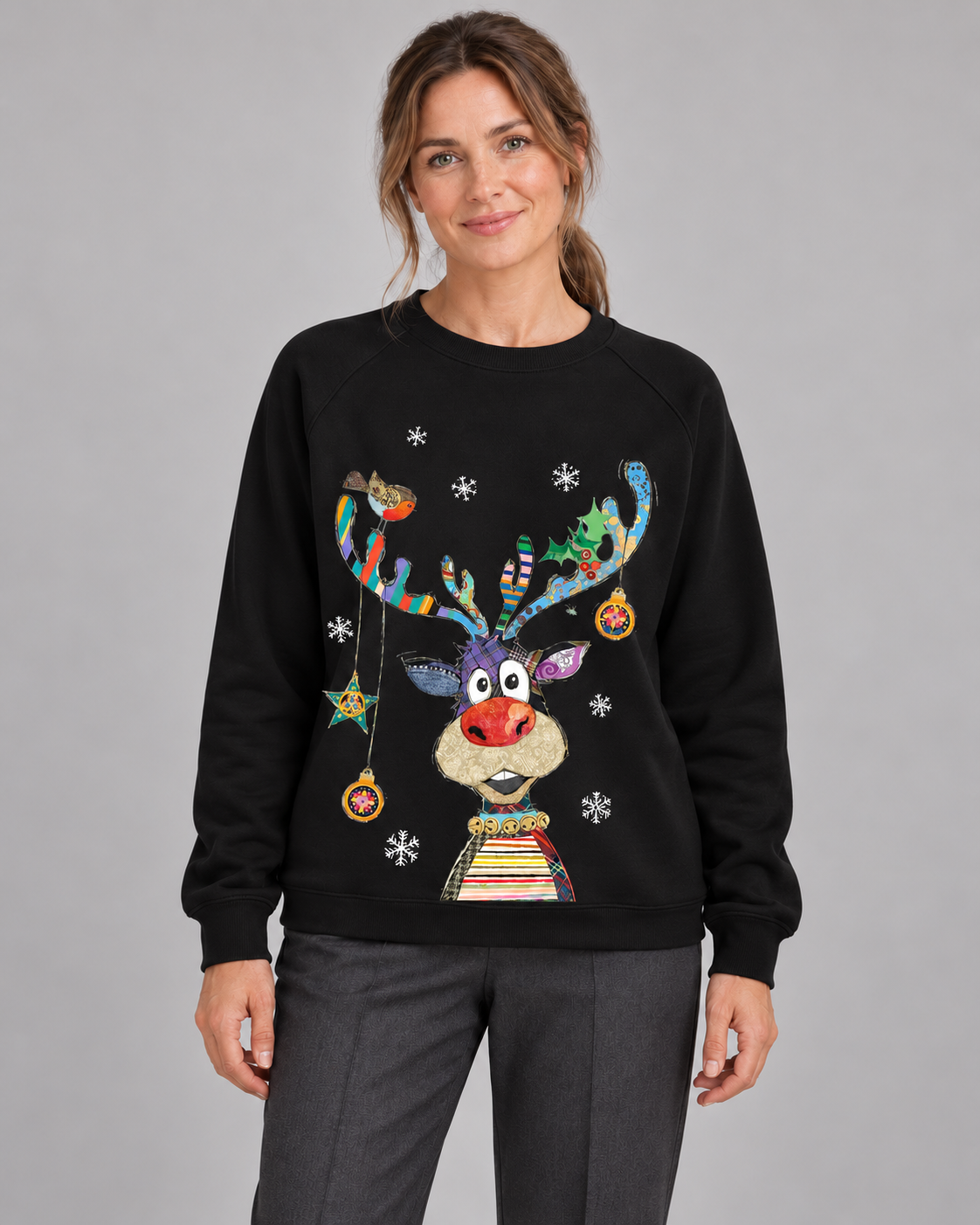 Women’s Christmas Jumper With Reindeer Graphic