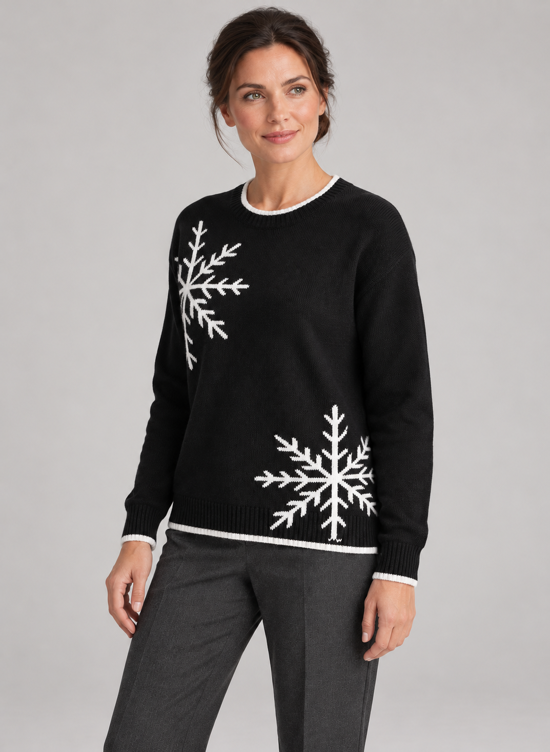 Women’s Christmas Jumper With Snowflake Crew Neck