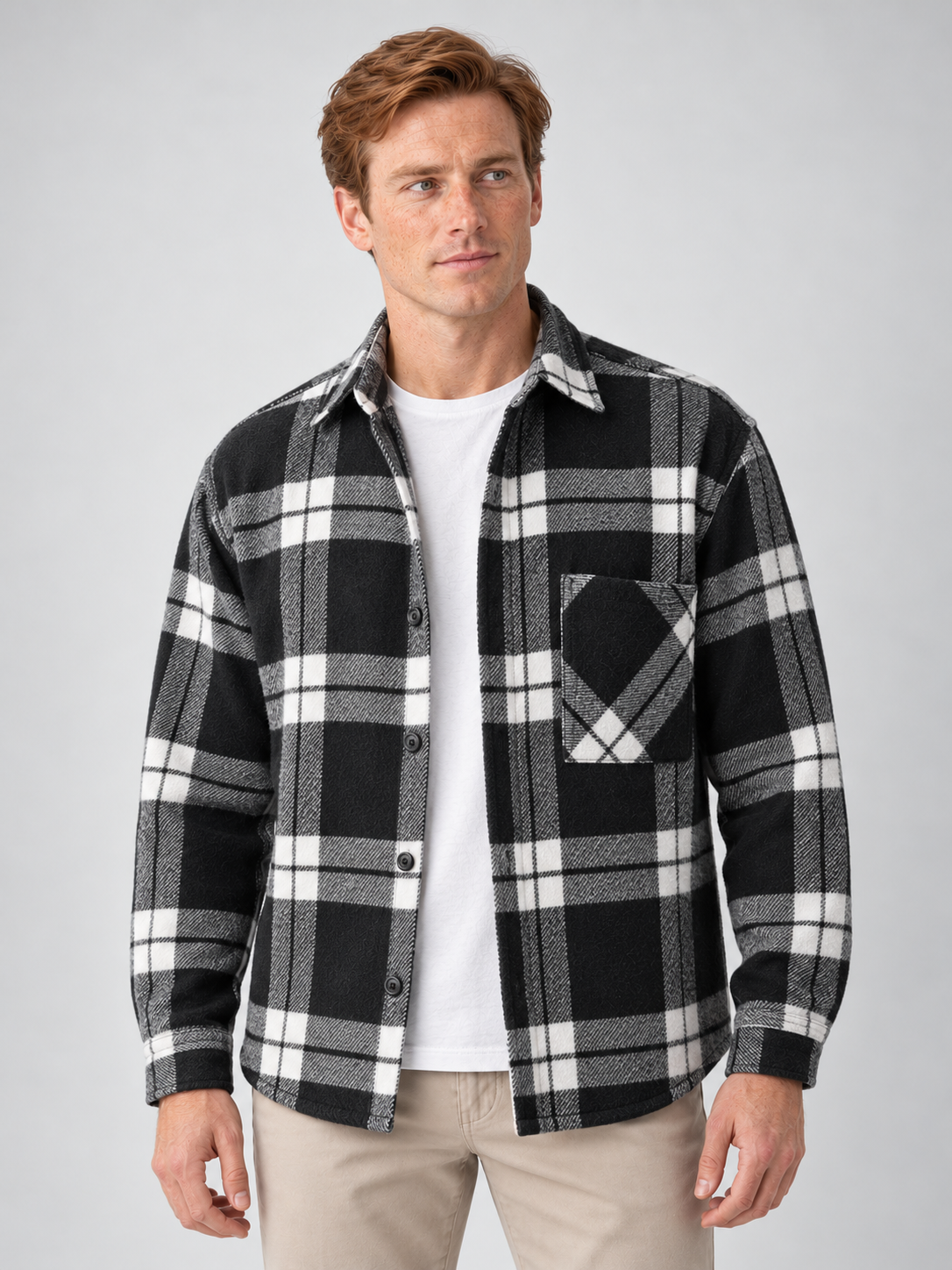 Men's Checked Flannel Overshirt – Button Front & Relaxed Fit