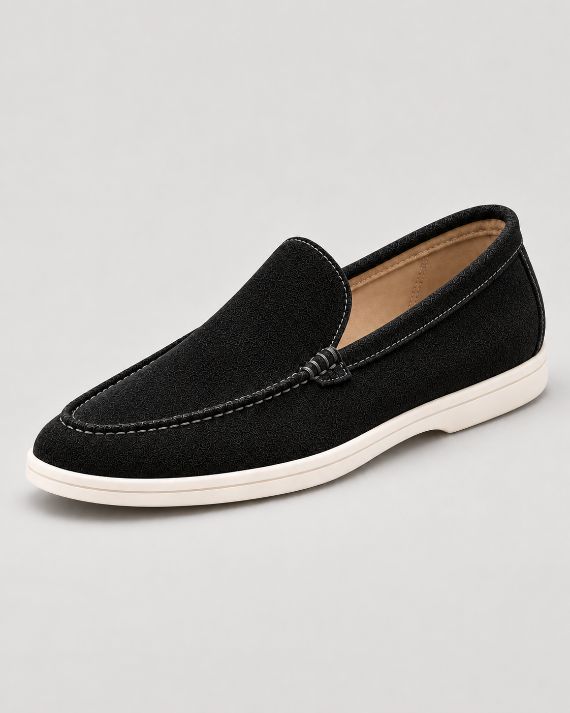 Men’s Loafers – Suede-Look Slip-On Shoes with Contrast Sole