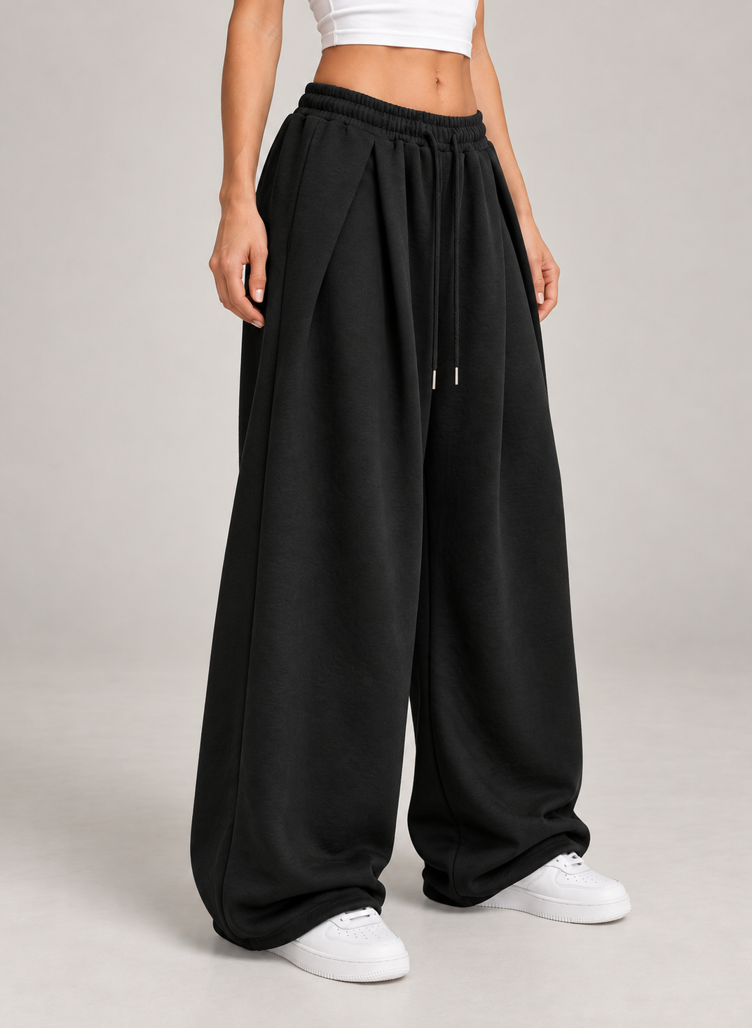 Women’s Wide Leg Joggers with Low Rise Drawstring Waist