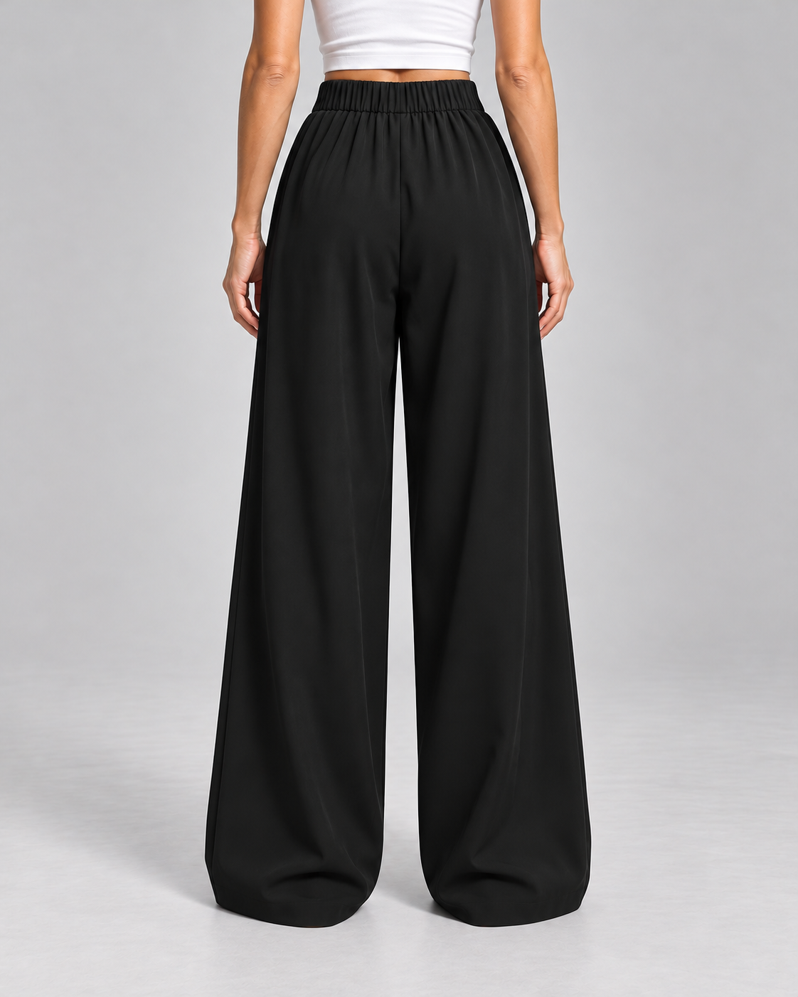 Ladies Wide Leg Trousers – High Waisted Pleated Style with Pockets