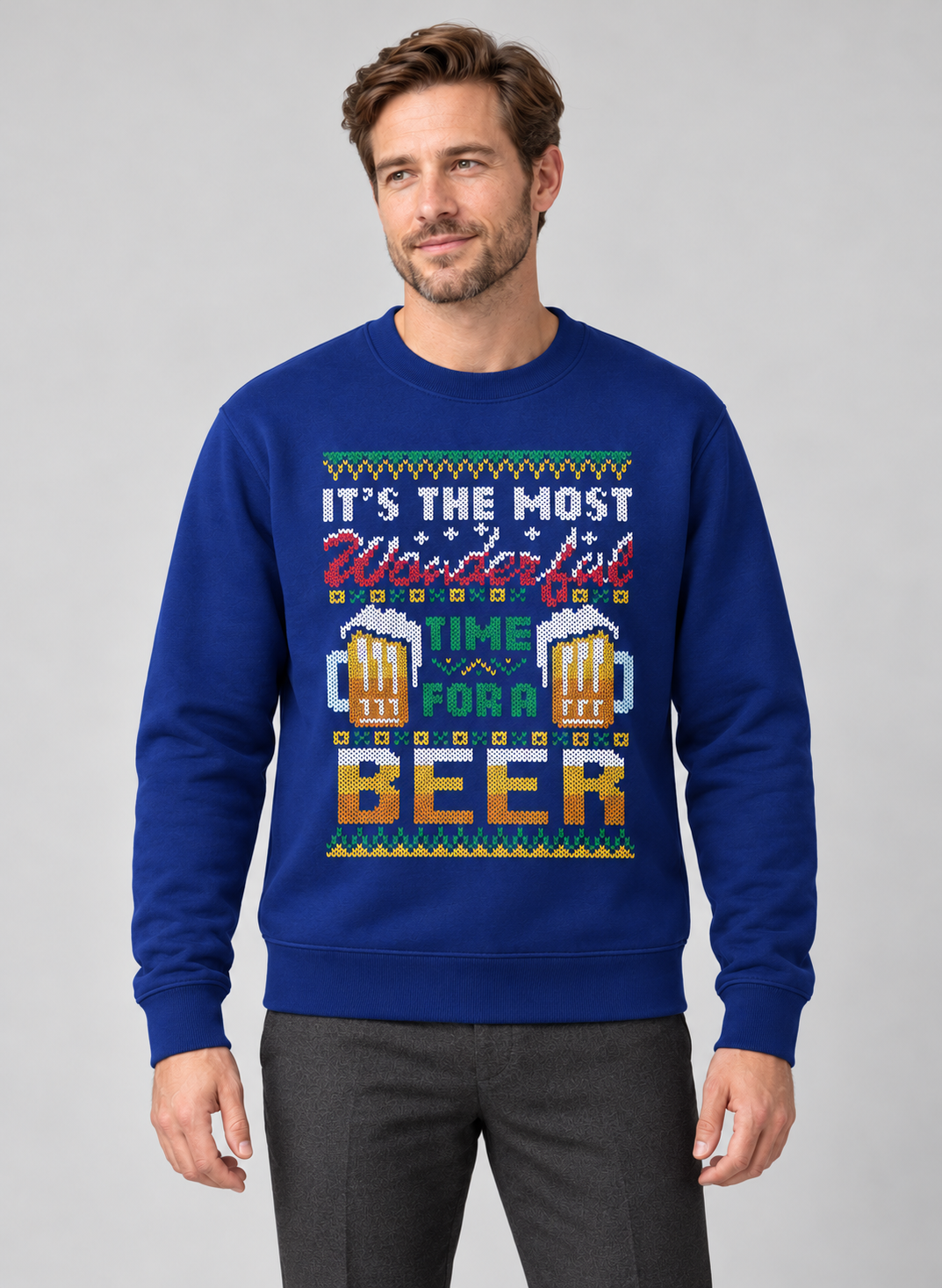 Men’s Christmas Jumper With Beer Graphic