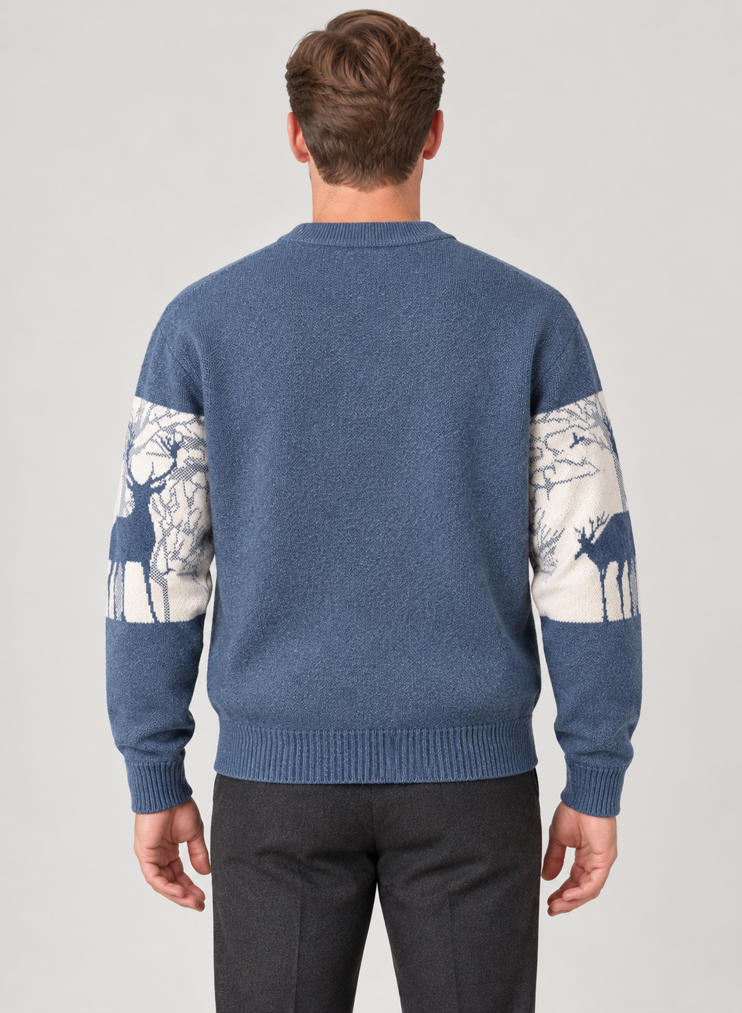 Men’s Christmas Jumper With Patterned Crew Neck