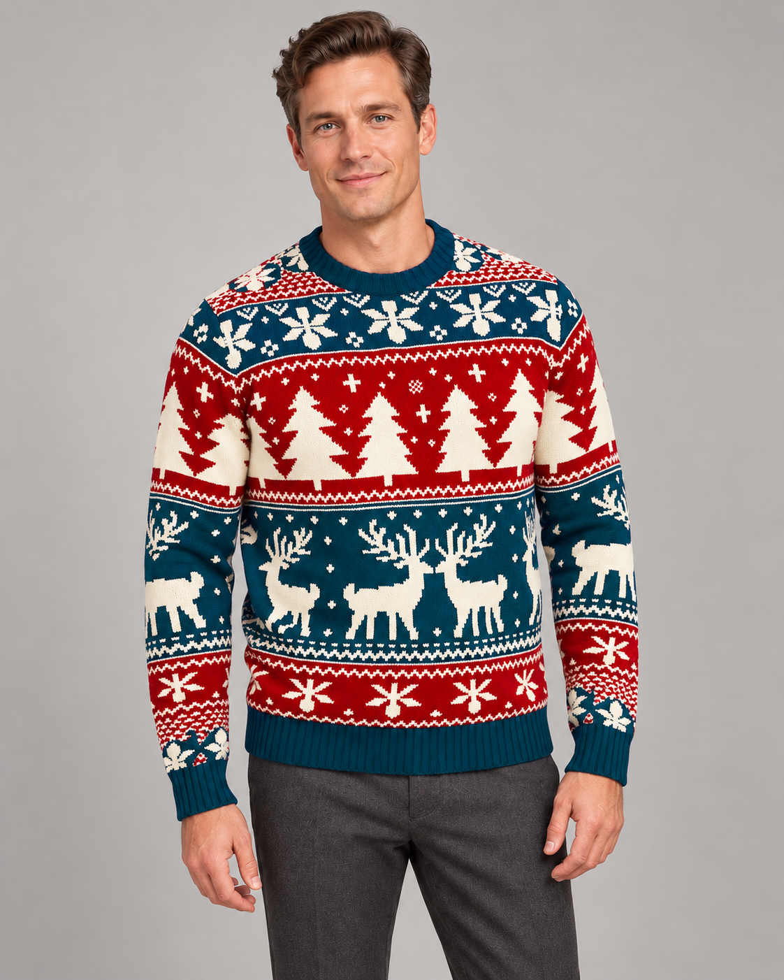 Men’s Christmas Jumper With Fair Isle Reindeer