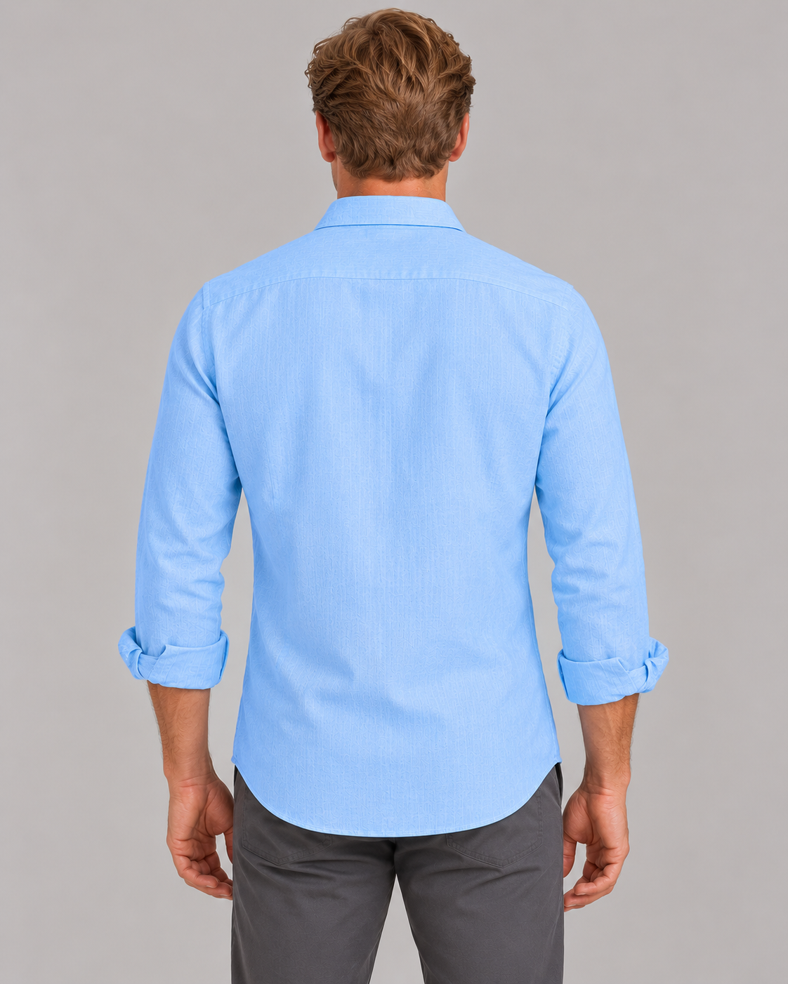 Men's Linen-Look Shirt – Classic Collar & Button Front