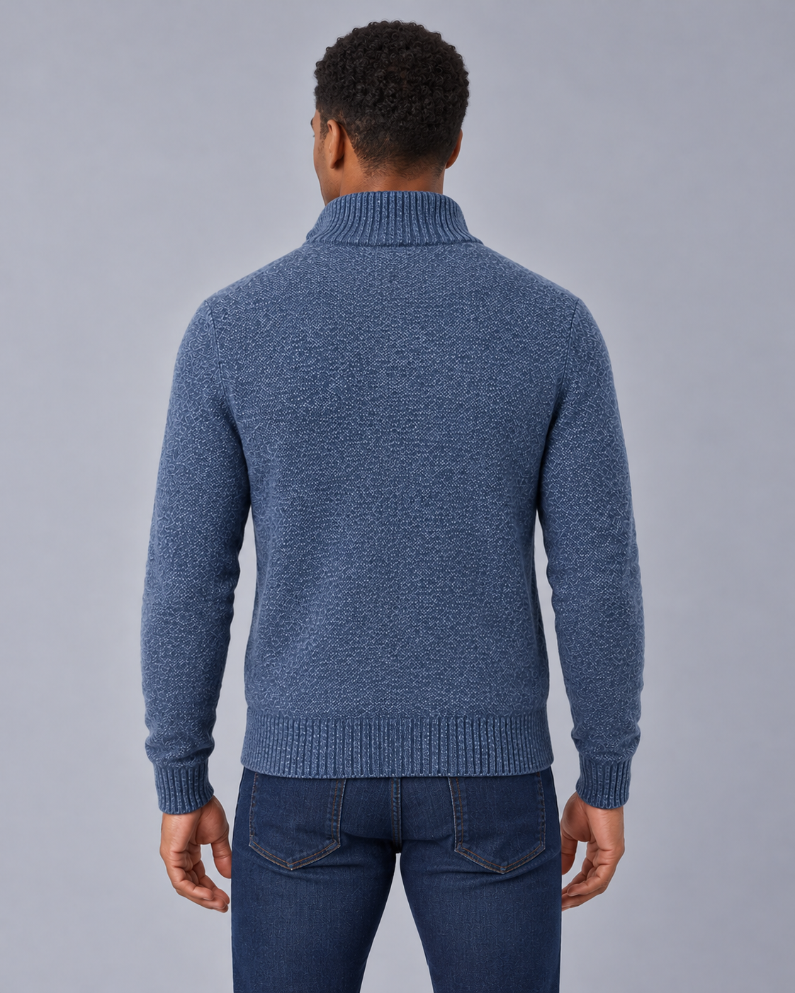 Men's Merino Wool Full-Zip Cardigan – Stand Collar & Zip Pockets