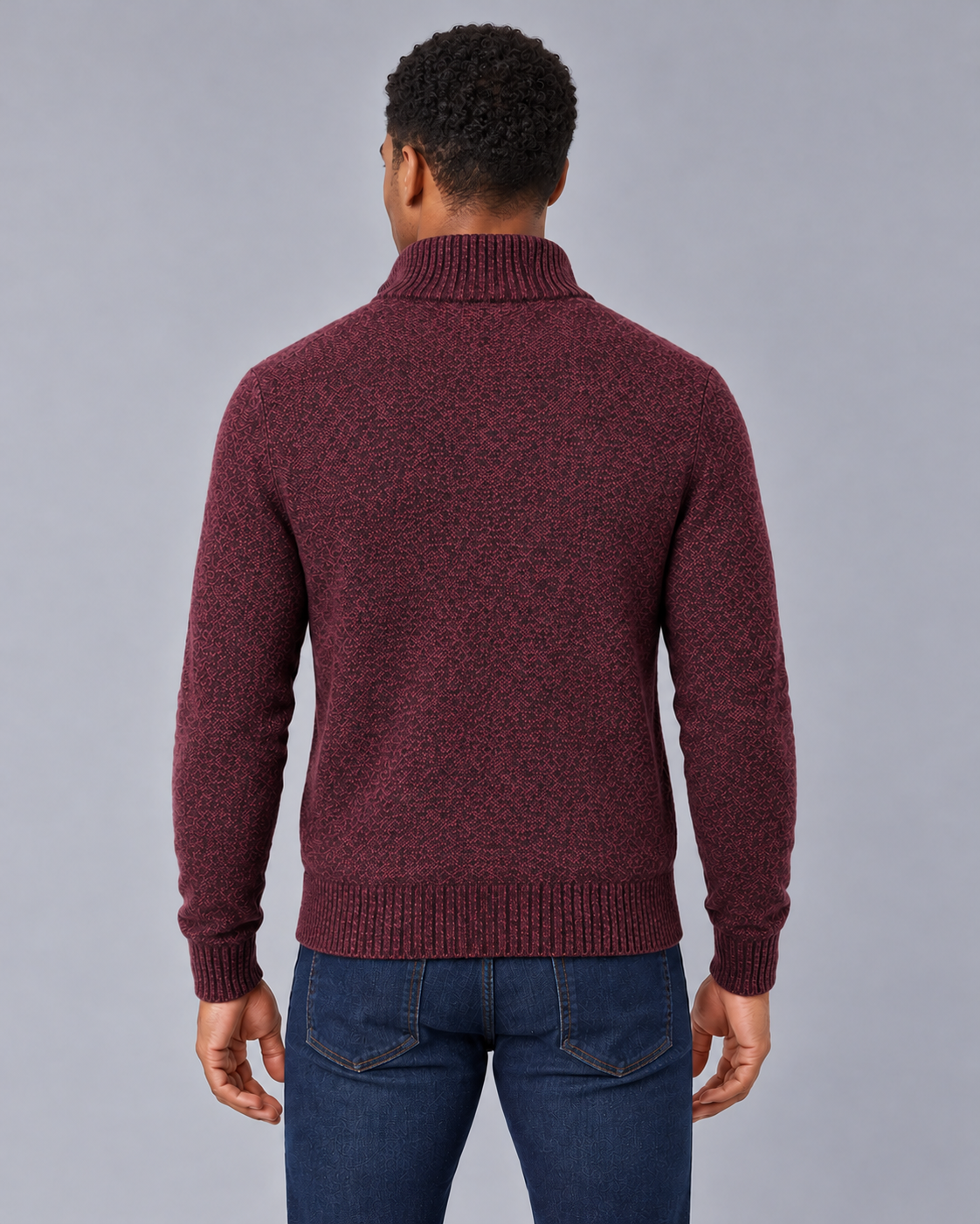 Men's Merino Wool Full-Zip Cardigan – Stand Collar & Zip Pockets