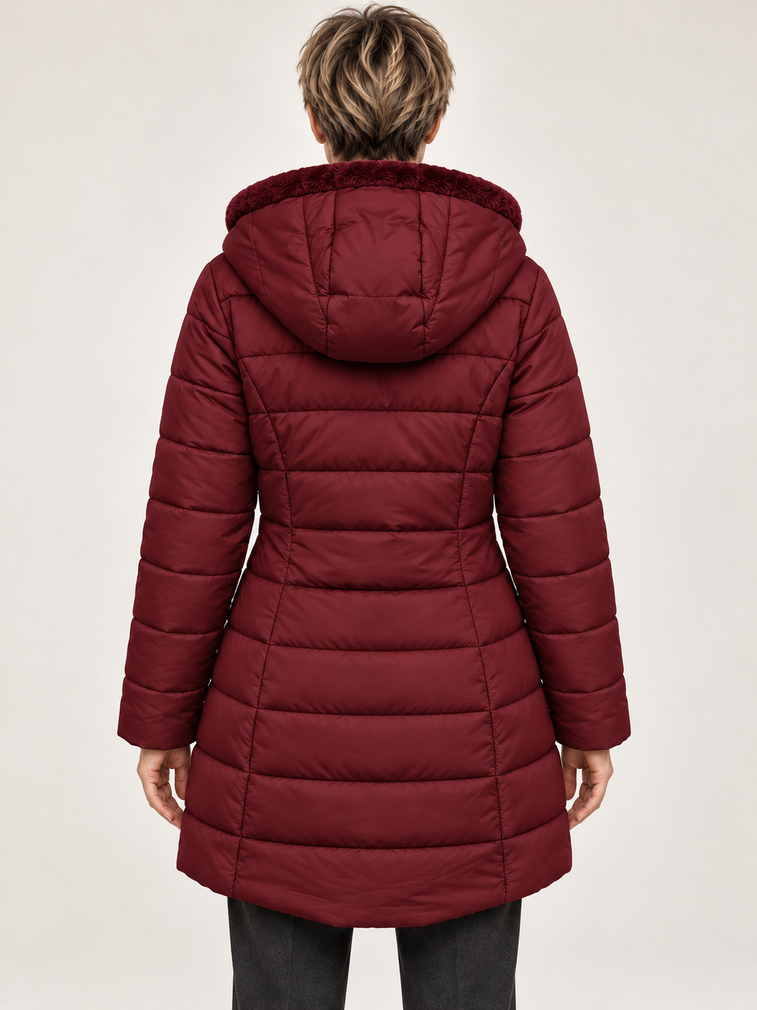 Women’s Hooded Puffer Coat – Fleece-Lined & Longline