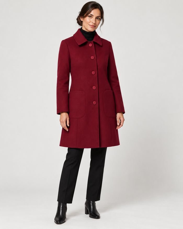 Women's Single-Breasted Coat – Classic Collar & Patch Pockets