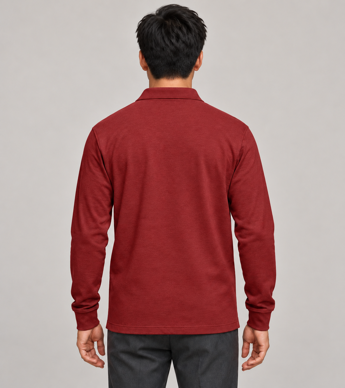 Men's Long-Sleeve Polo Shirt – Classic Collar & Button Placket