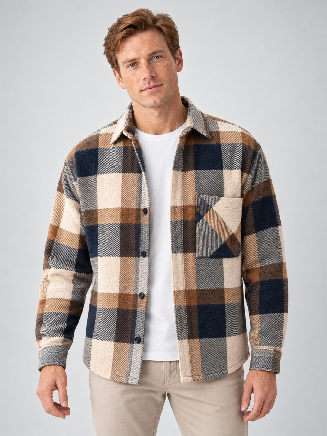 Men's Checked Flannel Overshirt – Button Front & Relaxed Fit