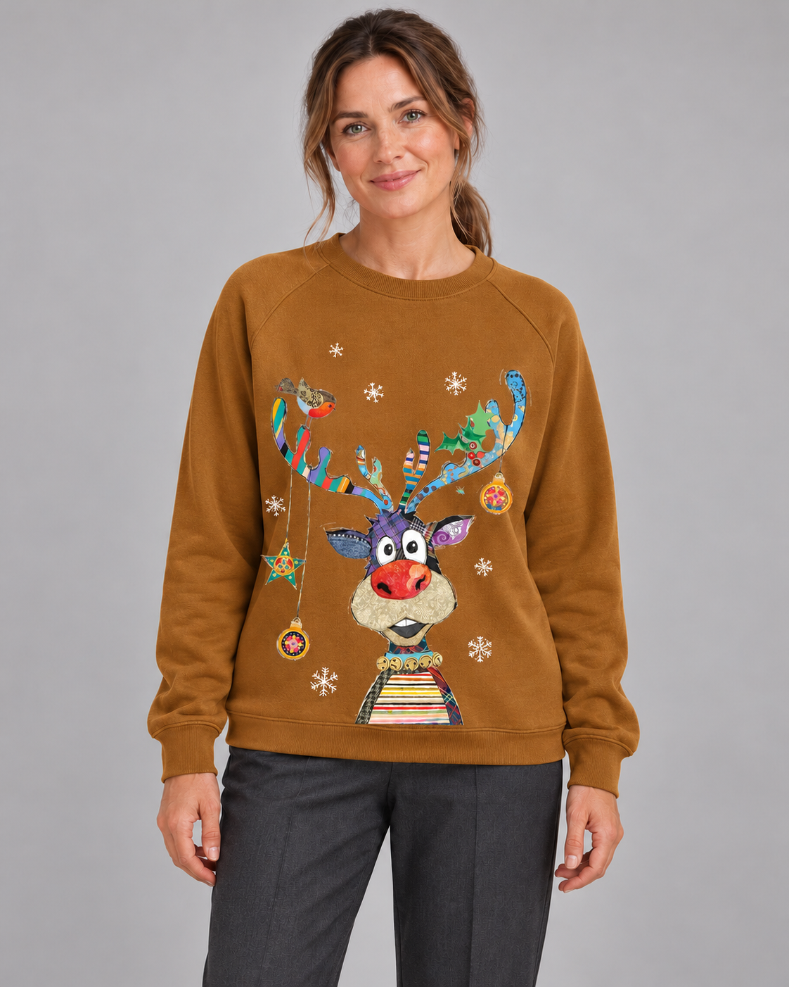 Women’s Christmas Jumper With Reindeer Graphic