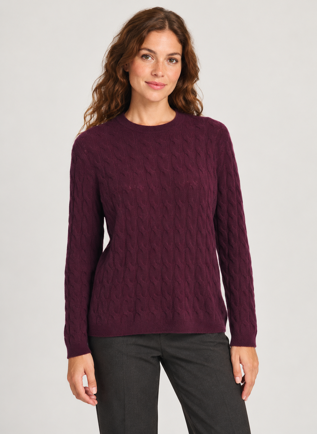Women’s Jumper In Cashmere With Cable Knit