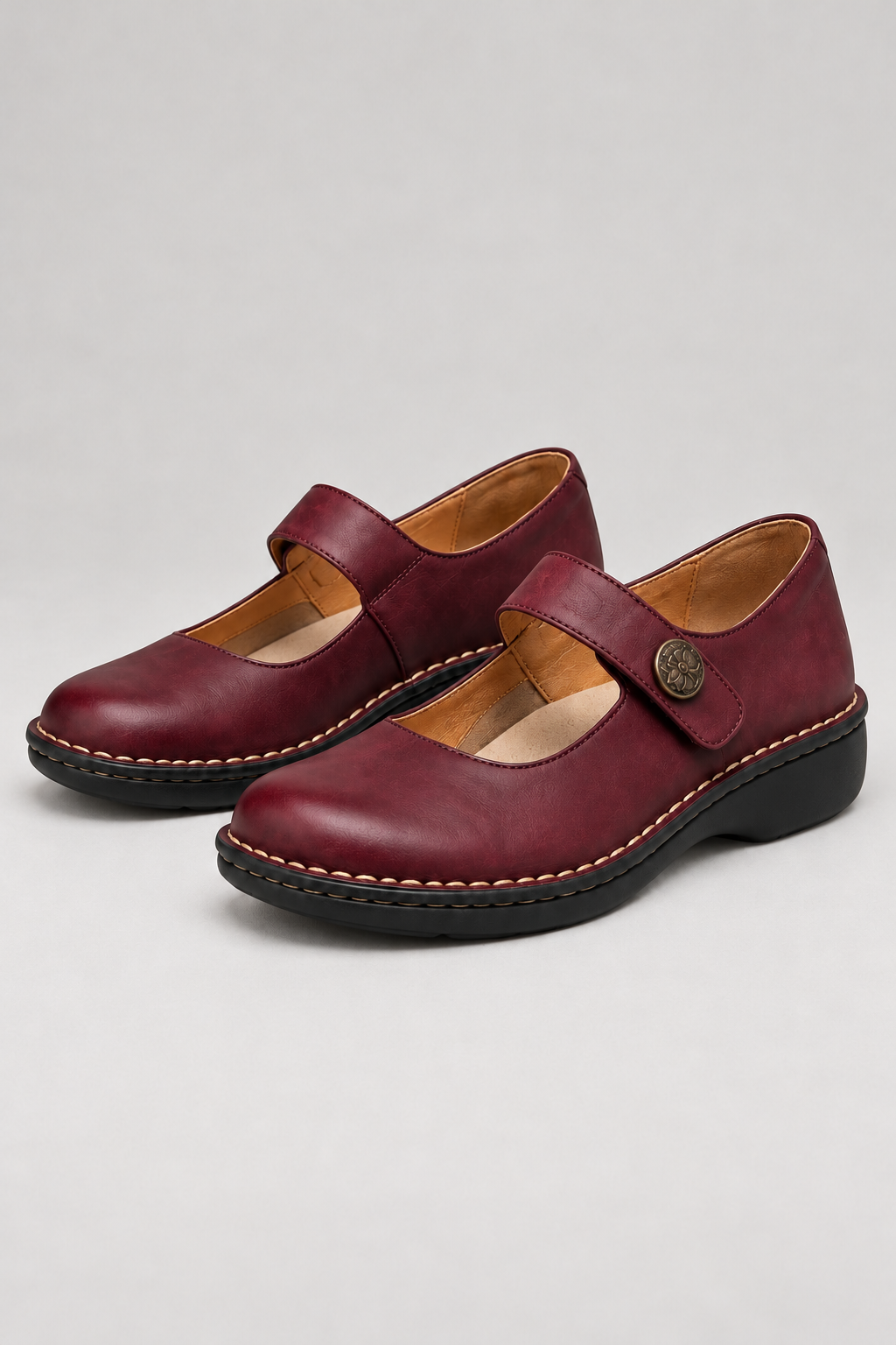 Women's Mary Jane Shoes – Round Toe & Strap Fastening