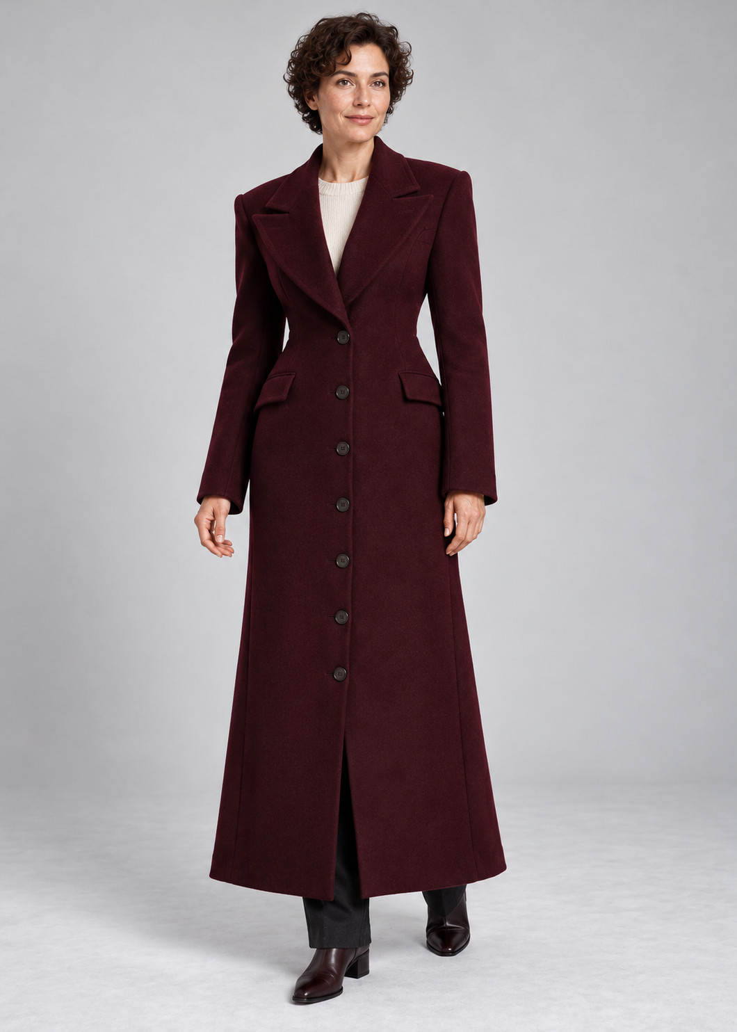 Women’s Coat With Wool And Peak Lapels