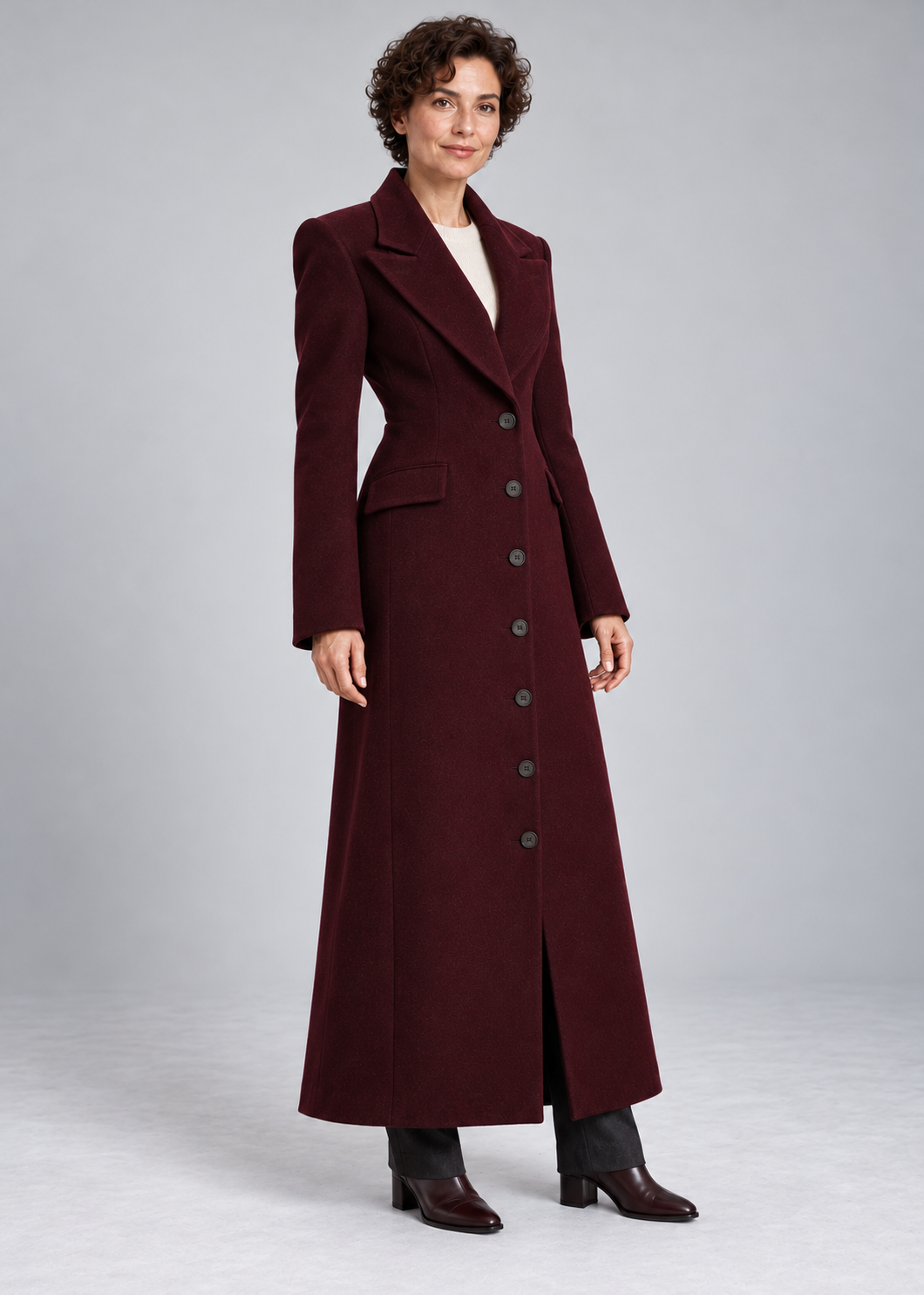 Women’s Coat With Wool And Peak Lapels