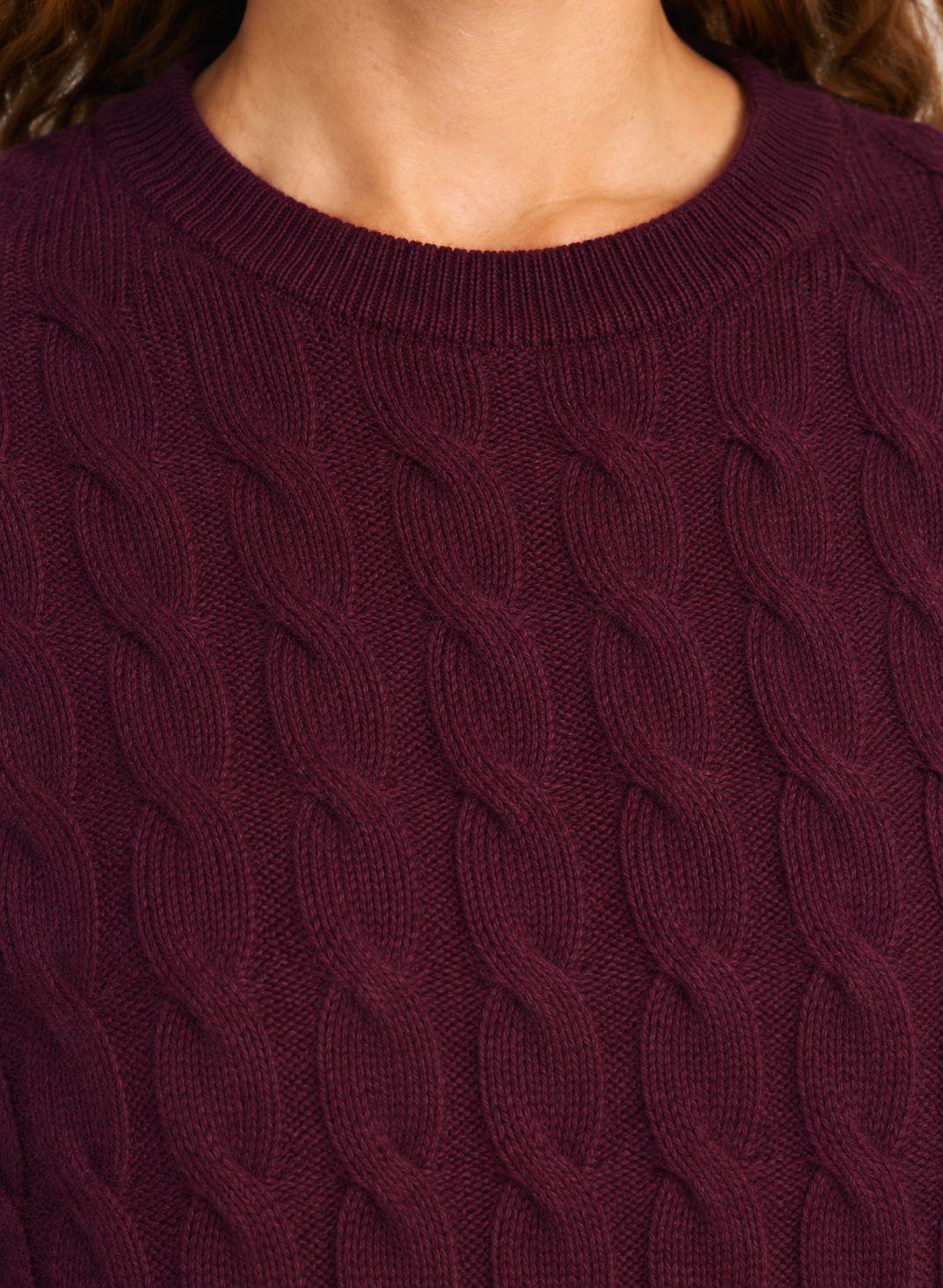 Women’s Jumper In Cashmere With Cable Knit
