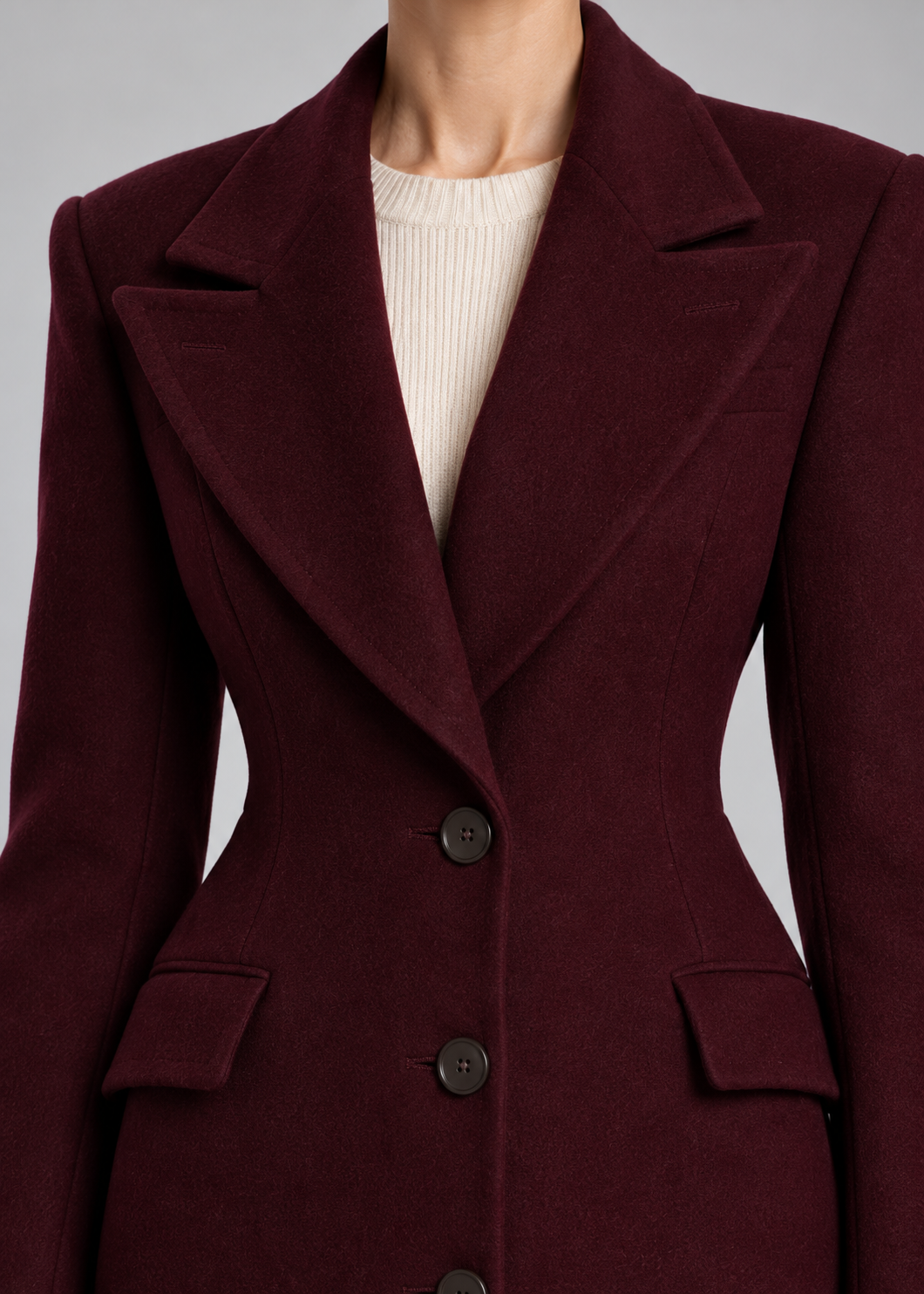 Women’s Coat With Wool And Peak Lapels
