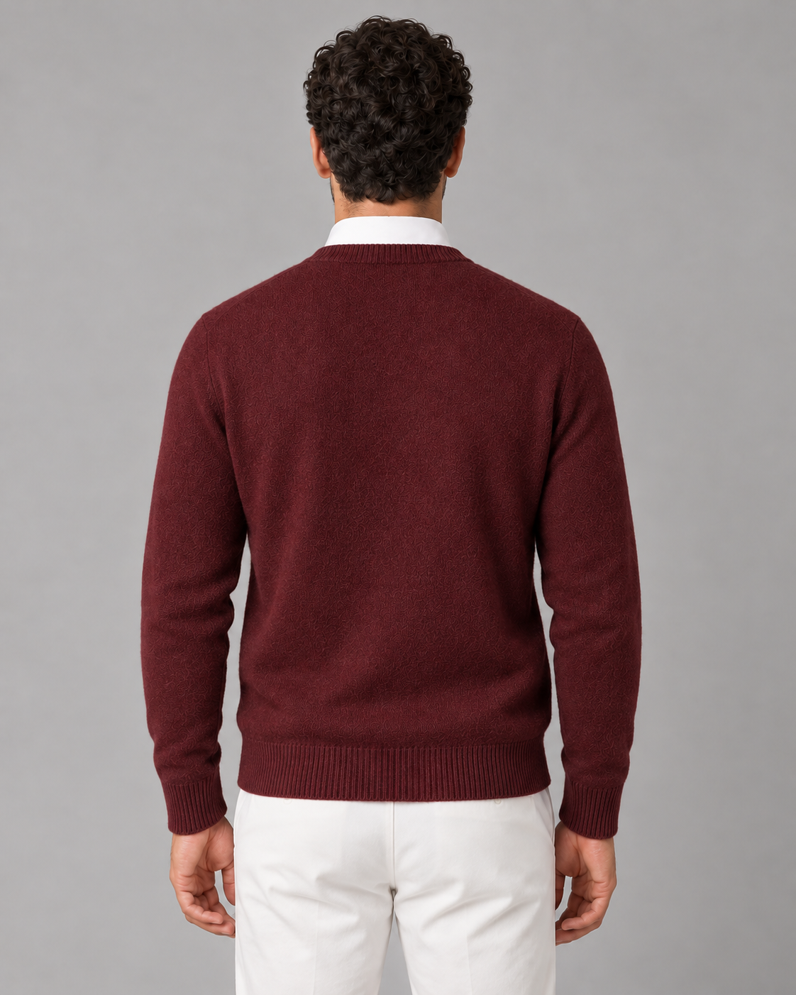Men's Cashmere Crew-Neck Knit Sweater – Regular Fit & Ribbed Trims