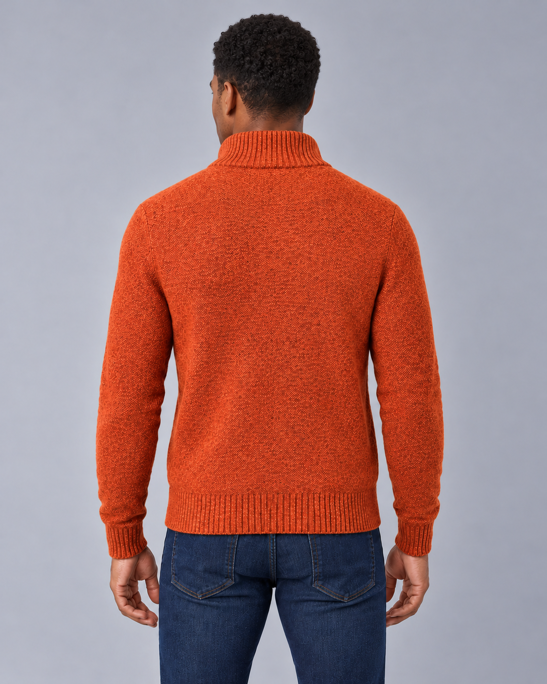 Men's Merino Wool Full-Zip Cardigan – Stand Collar & Zip Pockets