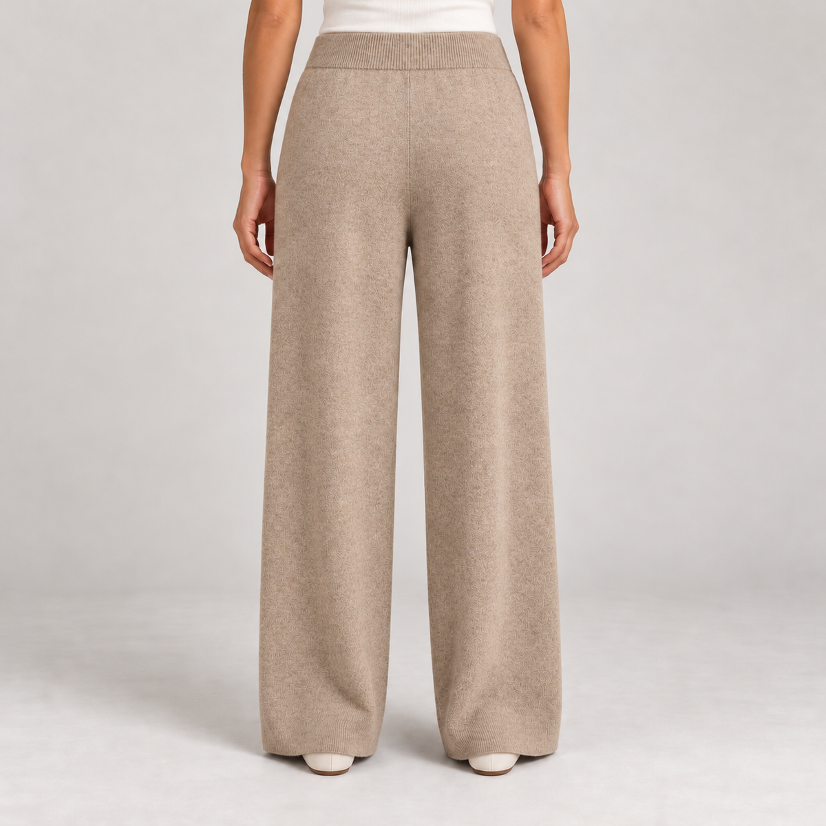 Women's Wide-Leg Knit Trousers – Drawstring Waist & Relaxed Fit