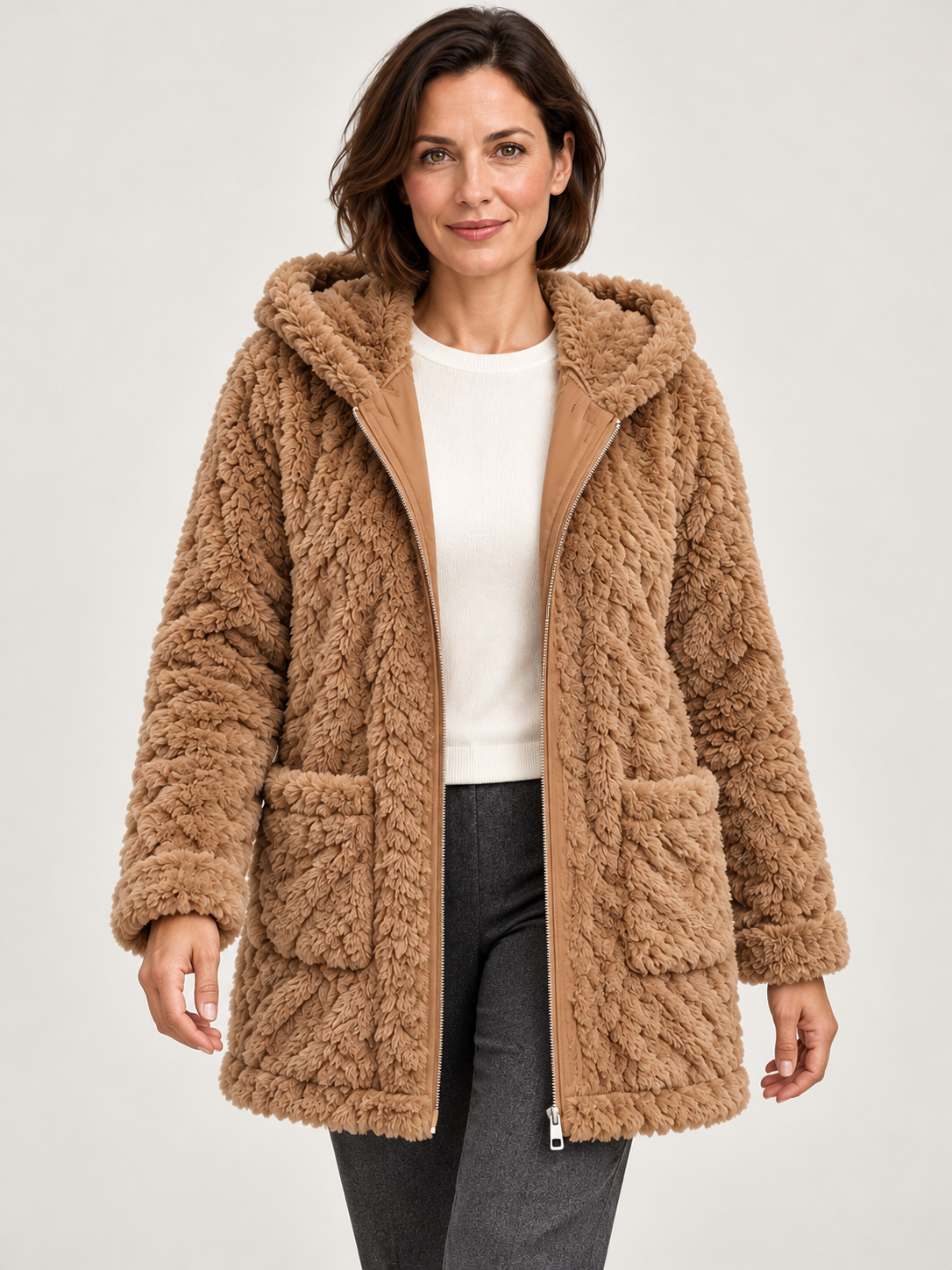Women’s Hooded Fleece Jacket – Longline & Zip Front