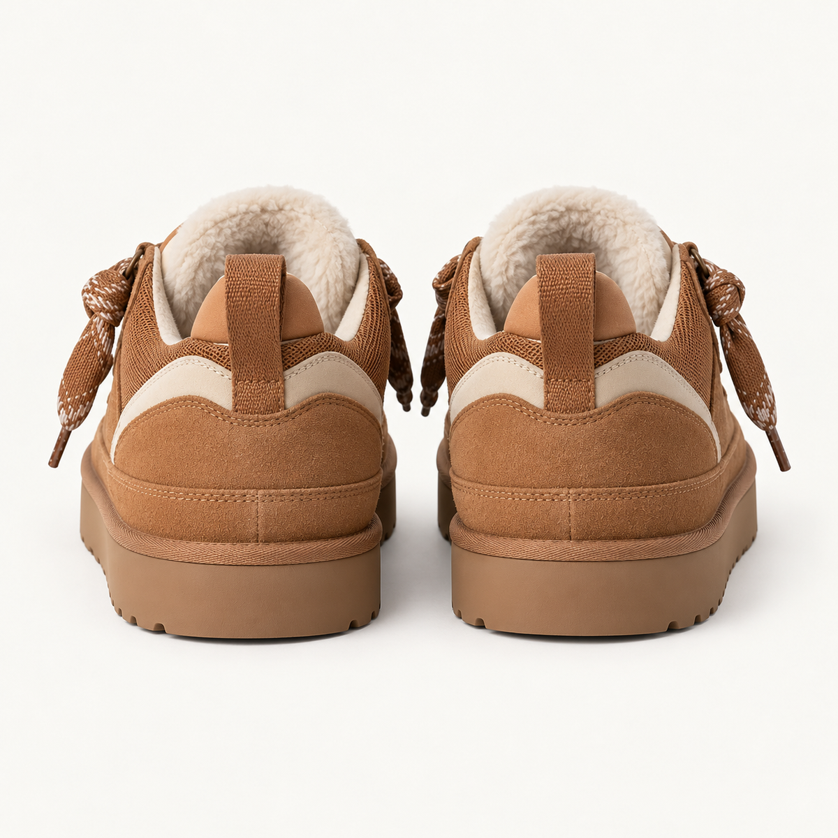 Women's Platform Trainers – Suede-Look Panels & Checked Laces