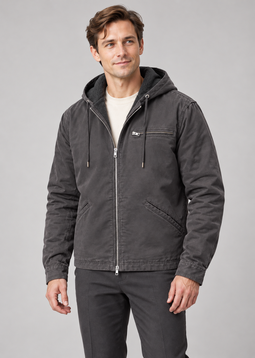Men’s Jacket With Hood And Fleece Lining