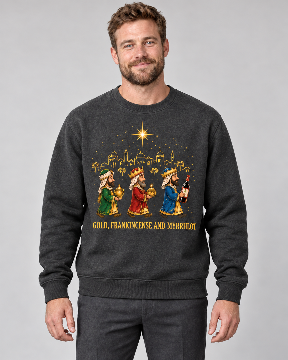 Men’s Christmas Jumper With Wise Men Graphic
