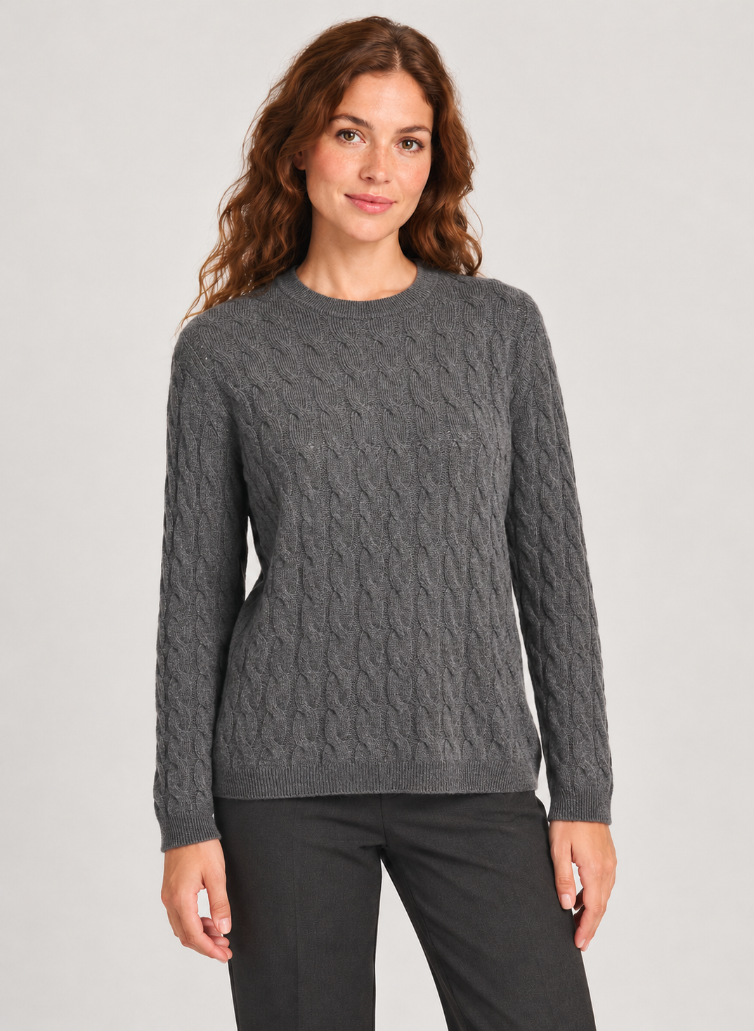 Women’s Jumper In Cashmere With Cable Knit