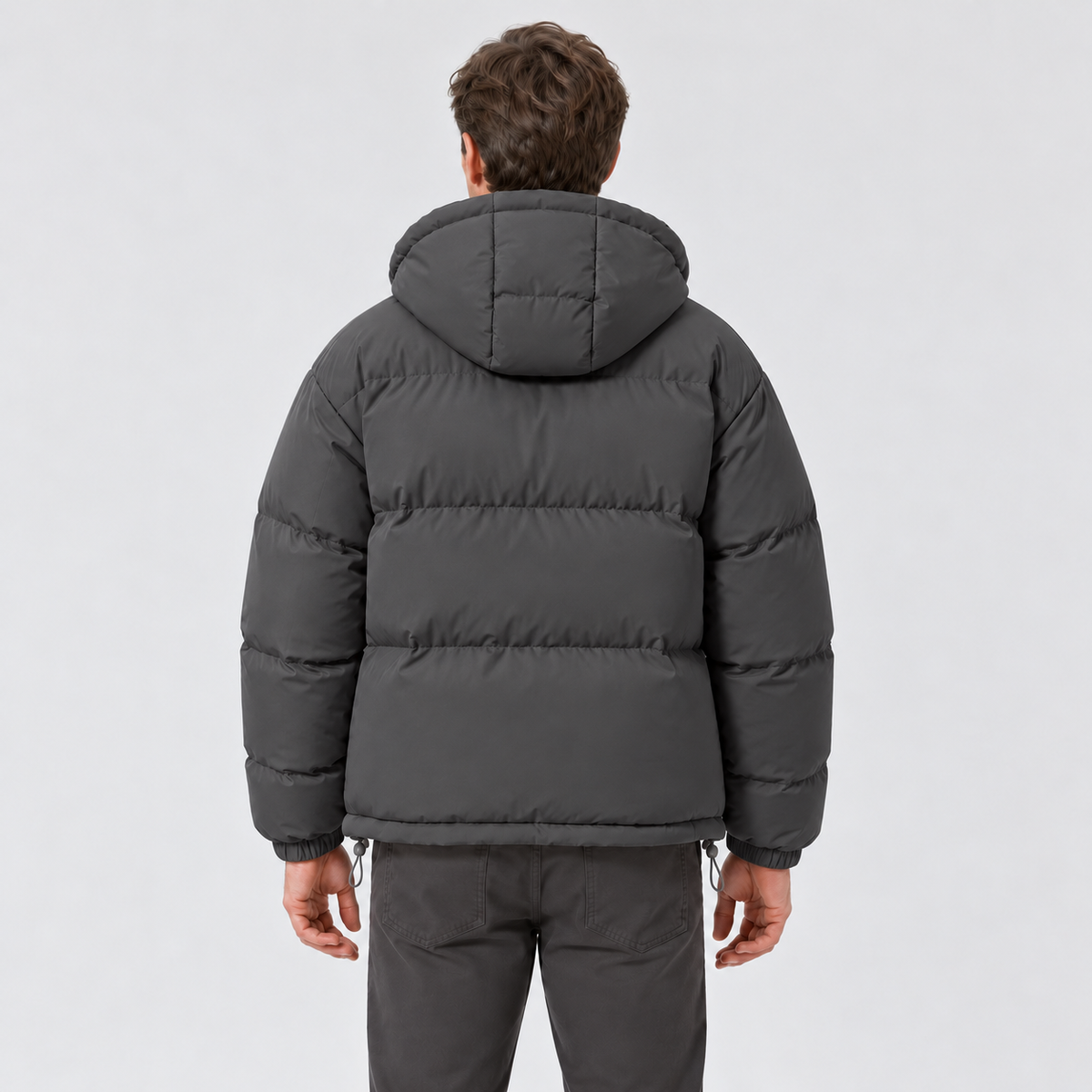 Men's Hooded Puffer Jacket – Zip Front & Relaxed Fit