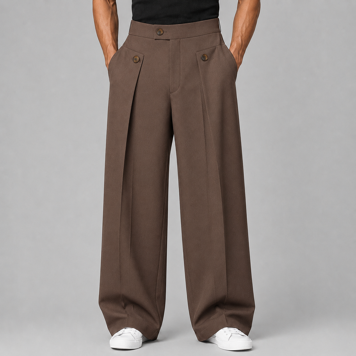 Men's Wide Leg Pleated Trousers